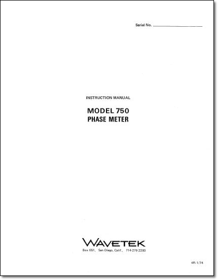 Wavetek 750 Instruction Manual Wavetek 750 Instruction Manual